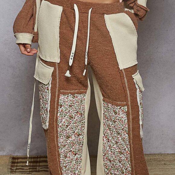 POL Oat Choco Quilted Floral Thermal Pants | Relaxed Fit | NWT | Large - Picture 4 of 5